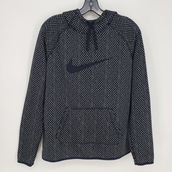 Nike Geometric Print‎ Hoodie Sweatshirt L Womens Pullover Black White - Picture 1 of 8